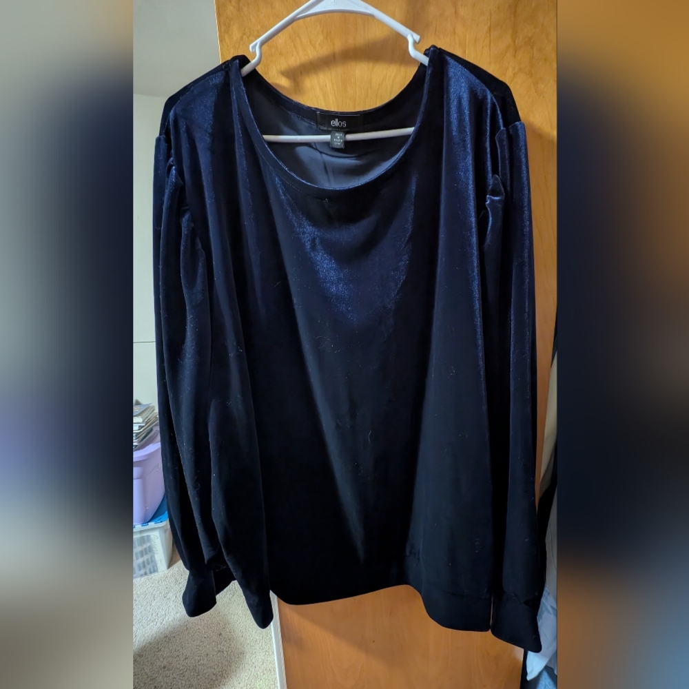 Ellos Blue Velvet Top